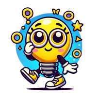 Cute cartoon lightbulb character with big eyes, colourful accessories, and cheerful expression. An illustration of ADHD masking, autism, and gender expression.