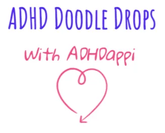 ADHD Doodle Drops logo with ADHDappi cartoon branding, introducing the ADHD myth video series.
